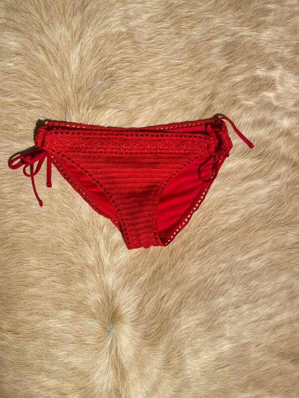 Abercrombie red crochet bottom bikini full