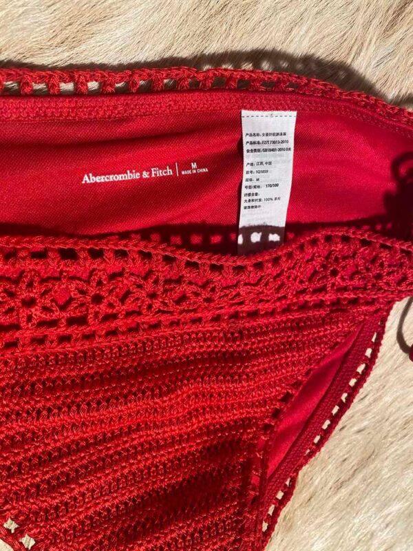 Abercrombie red crochet bottom bikini front