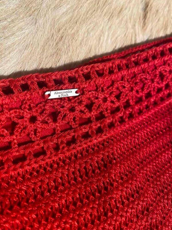 Abercrombie red crochet bottom bikini close