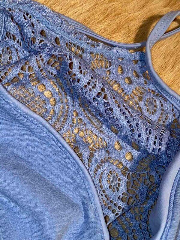 xhileration halter blue lace top tag