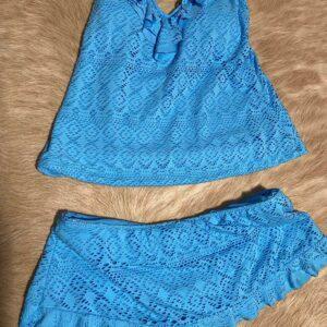 Bisou Bisou blue lace two piece top full