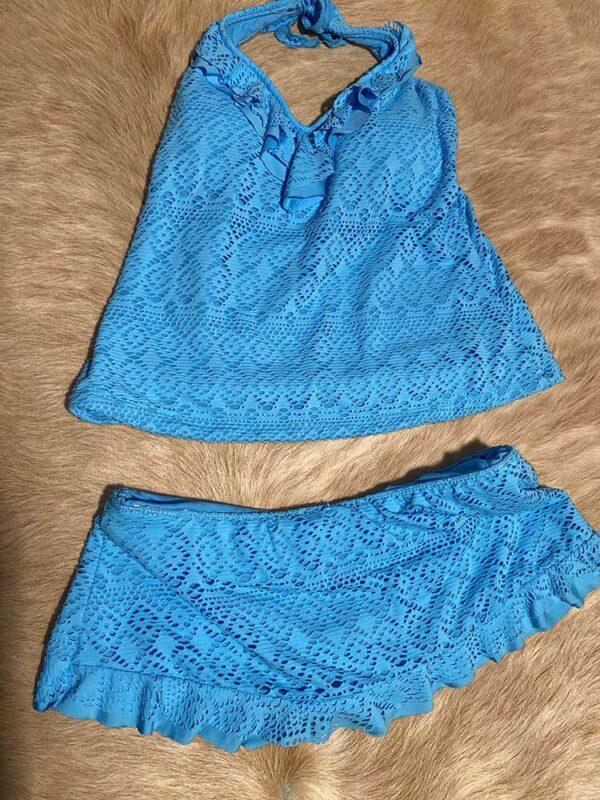 Bisou Bisou blue lace two piece top full